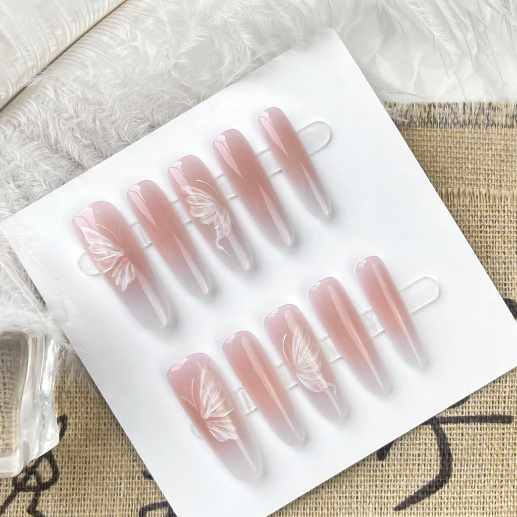 Press On Nails New Chinese Style Butterfly Oval Almond Nail Shaped Piece