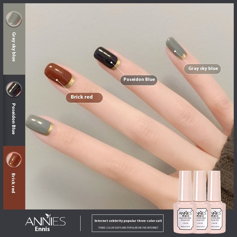Annies Ennis Women's Three-color New Ice Jelly Nude Color Gel Nail Polish Suit