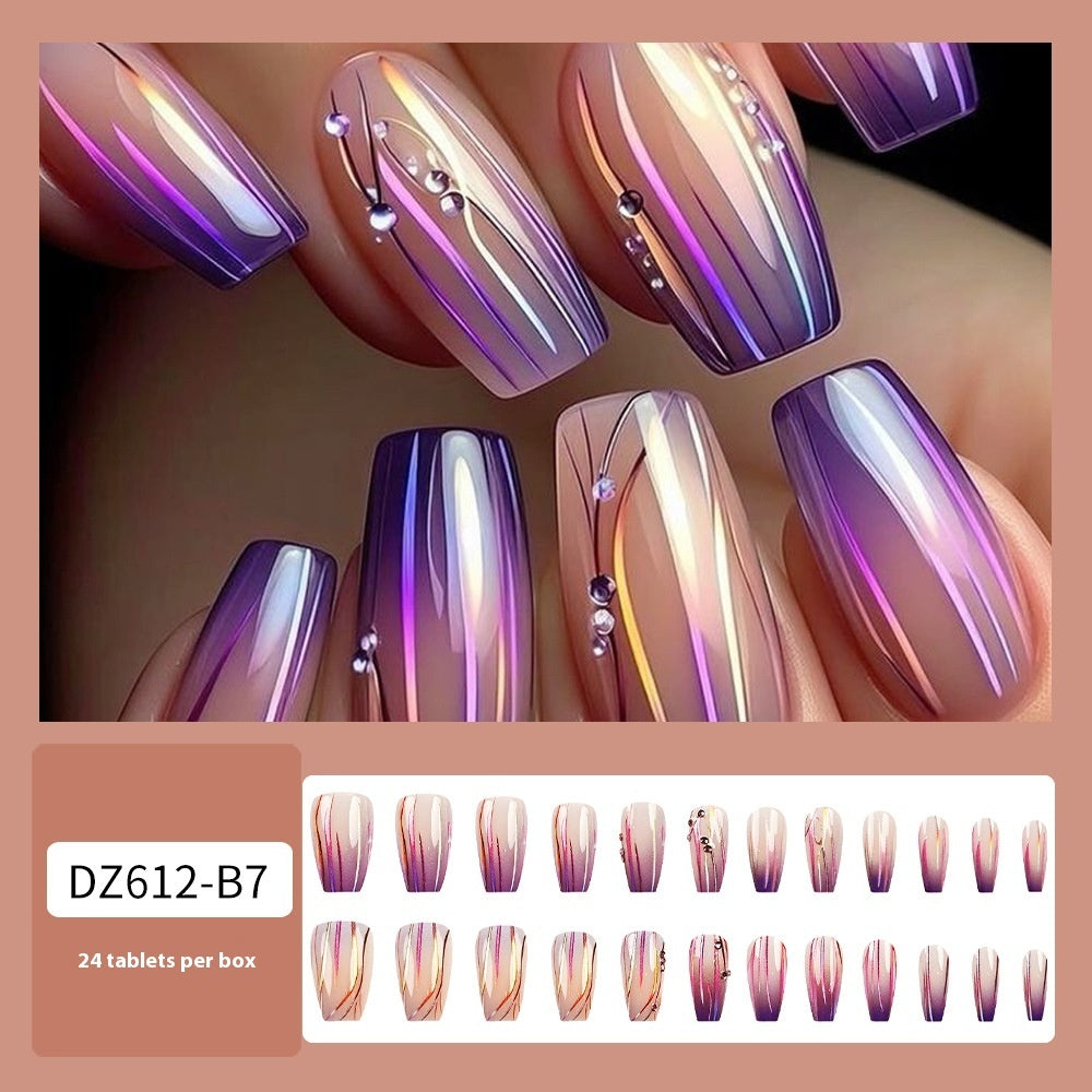 Magic Purple Line Streamer Gradient Nail Sticker