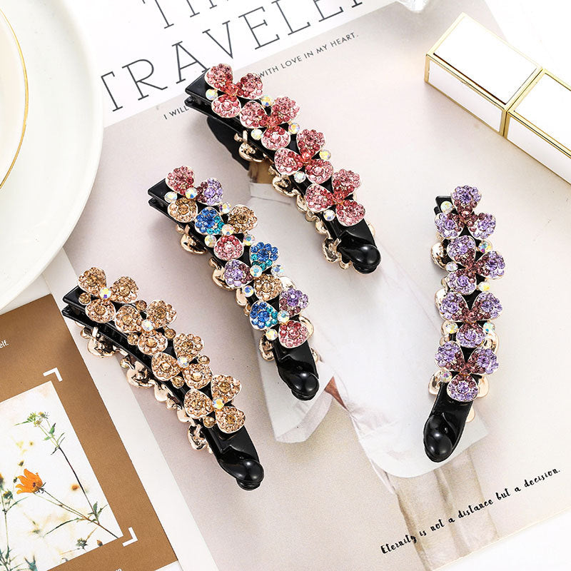 Women's Diamond Flower Banana Clip Fashion All-match Updo Ponytail Clip