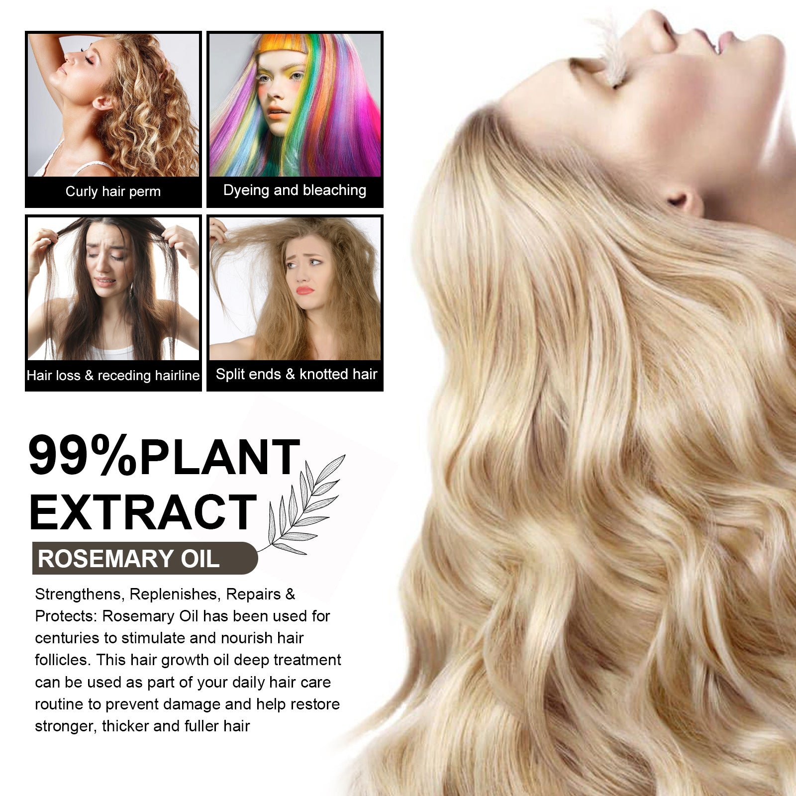Rosemary Oil Dense Hair Soft Care Hair Repair Damaged Hair Tail Dry Hair Manic Rosemary Dense