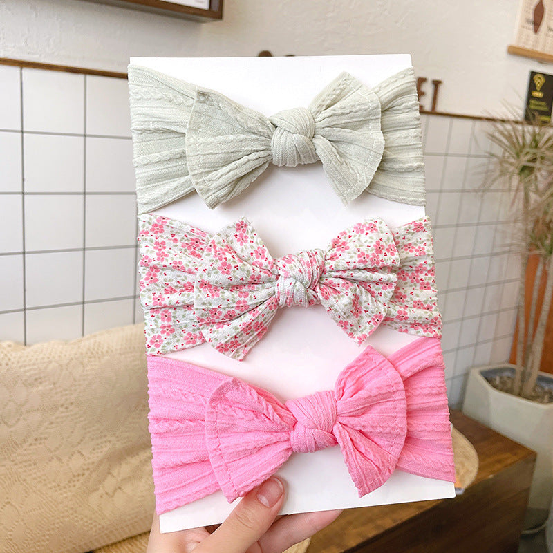 European And American Soft Jacquard Wide Bow Elastic Headband