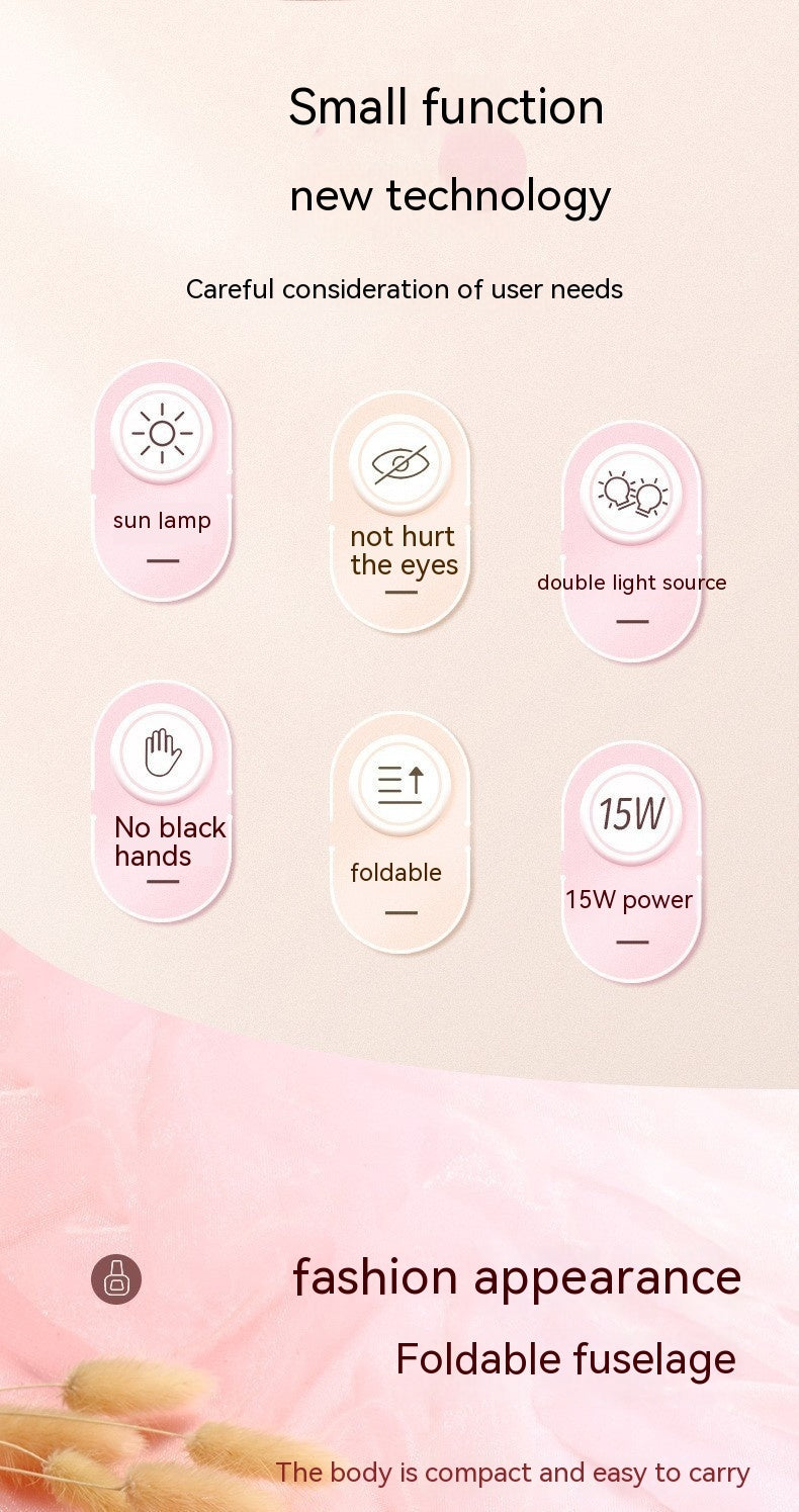 Mini Small Folding Mouse Hot Lamp Handheld Phototherapy Machine Nail Baking Drying UV Curing