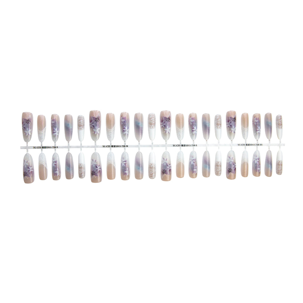 Chinese Style Traditional Butterfly Oval Almond Prefabricated Nail Art