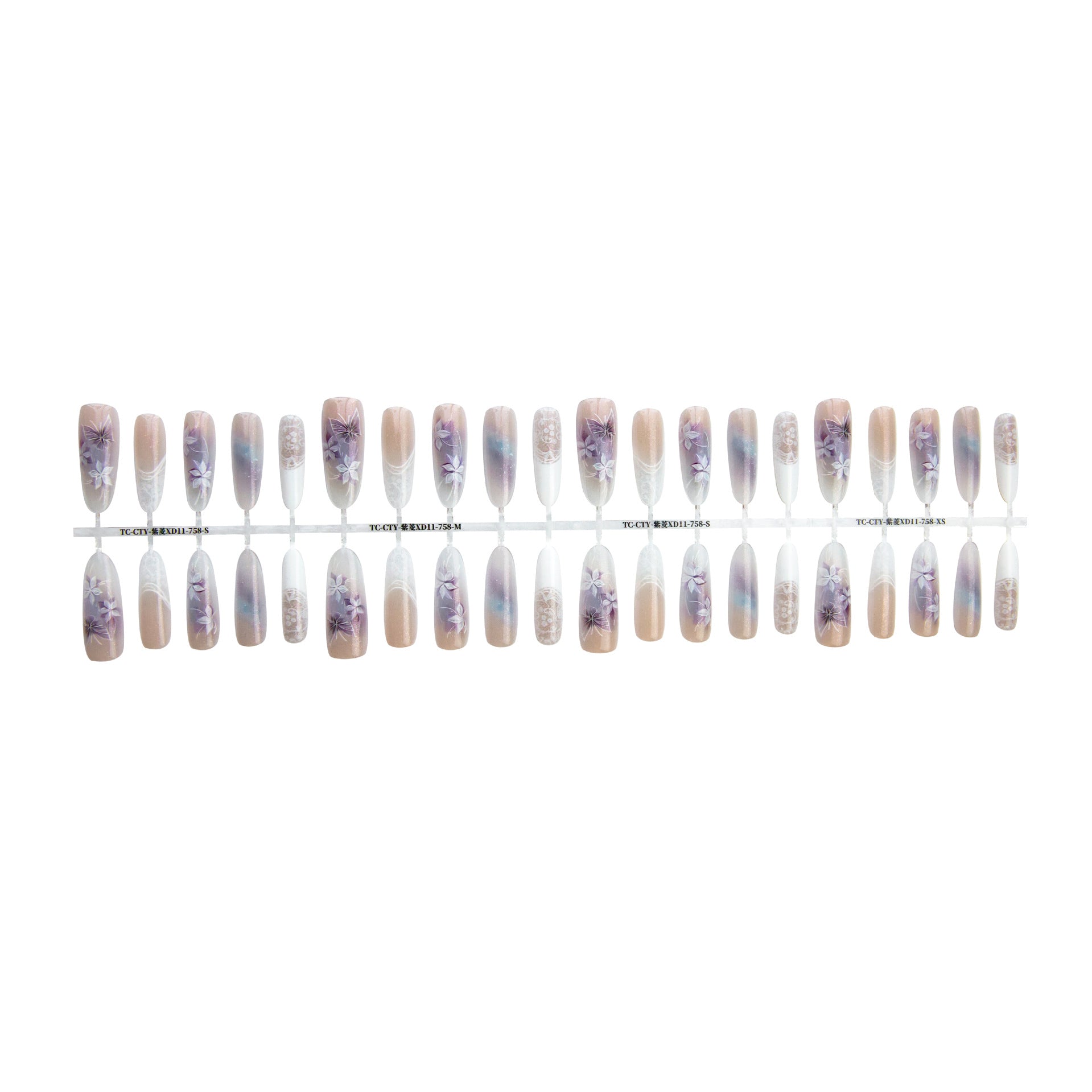 Chinese Style Traditional Butterfly Oval Almond Prefabricated Nail Art