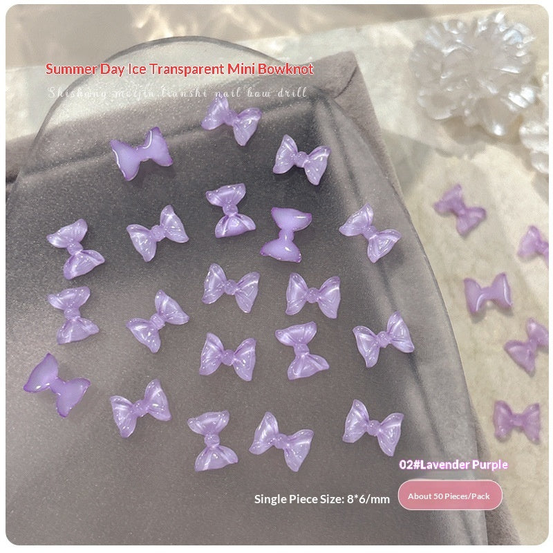 50-piece Ice-Transparent Bow Tie Resin Nail Art Accessories