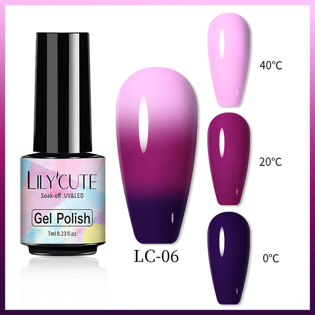 Lilycute Color Changing Thermal Gel Nail Polish Winter Purpl