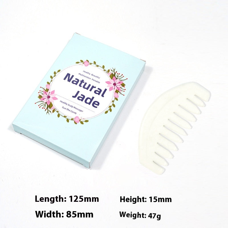 Dual-purpose Scraping Scalp Meridian Portable Head Massage Jade Comb