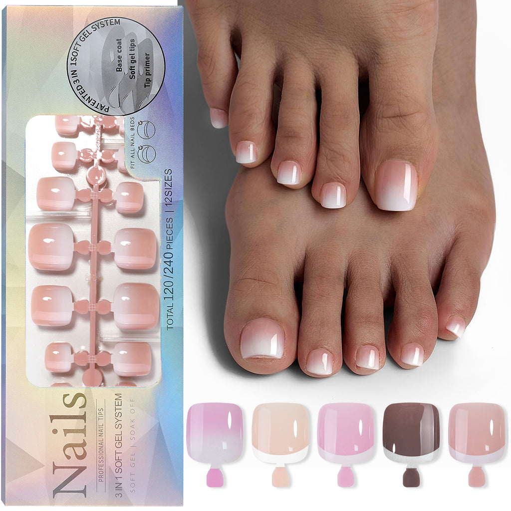 French Nail Finished Wear Nails Frosted Toe Nail Patch