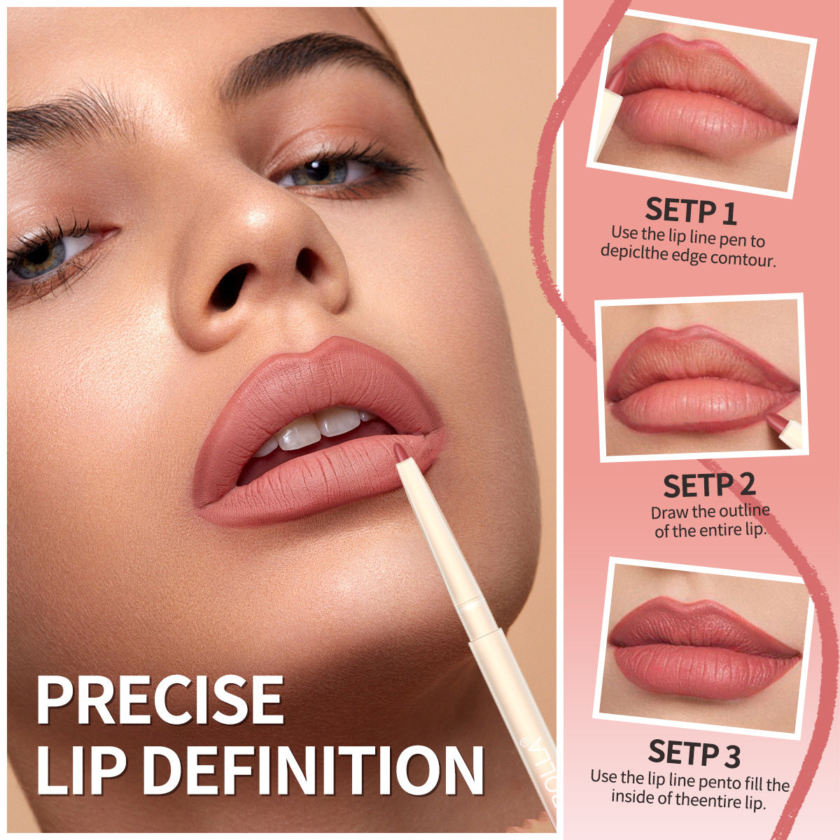 Waterproof Colorfast Hook Line Lip Pencil