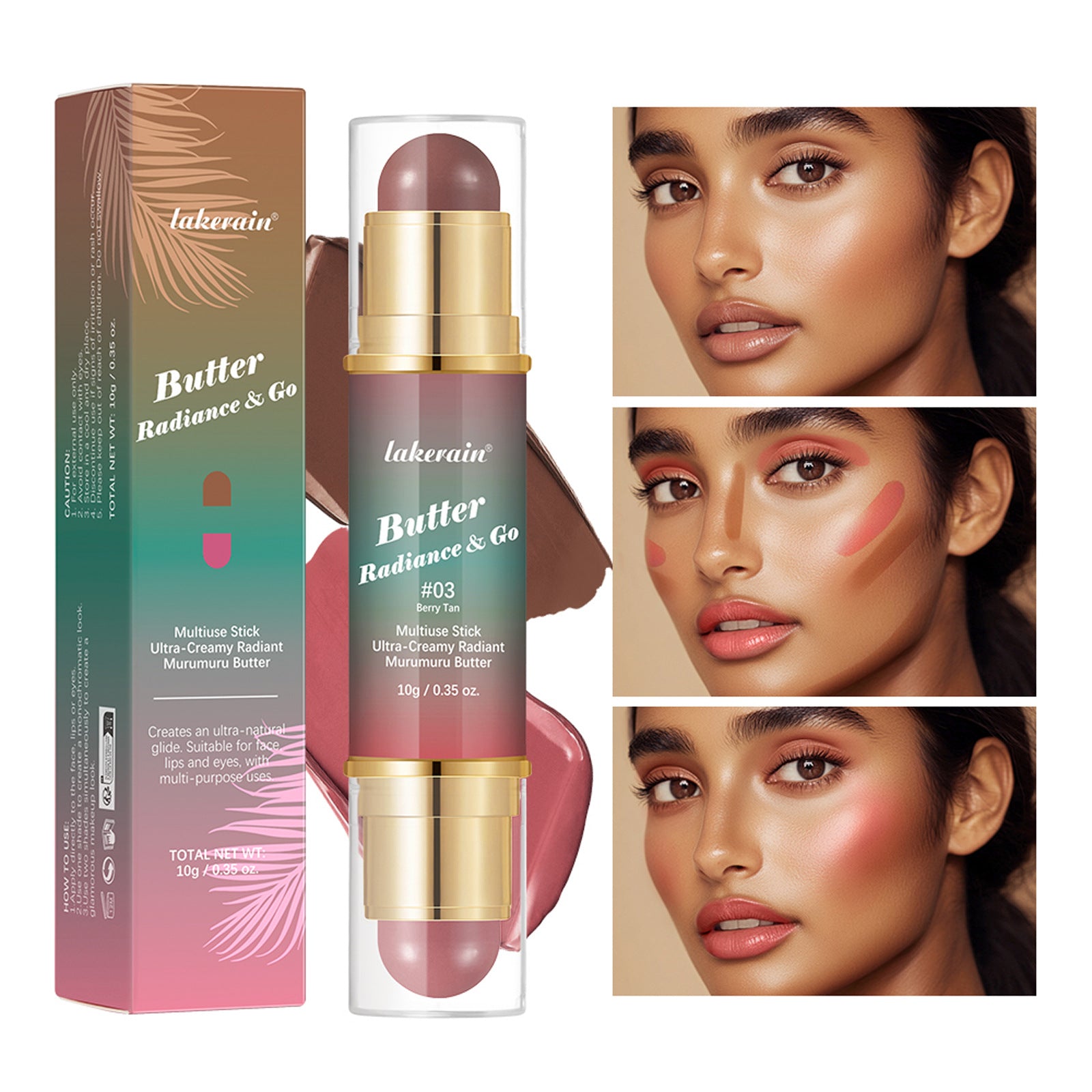 Lakerain Natural Nude Makeup Double-headed Three-dimensional Face Repair Blush Stick