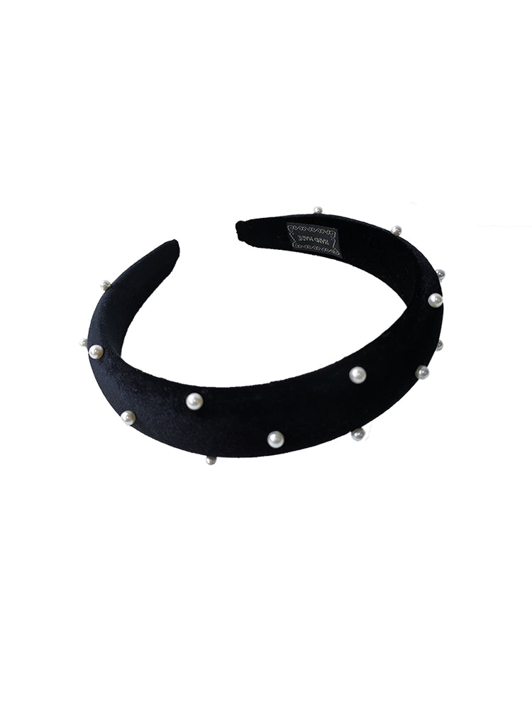 Black Velvet Pearl Sponge Headband