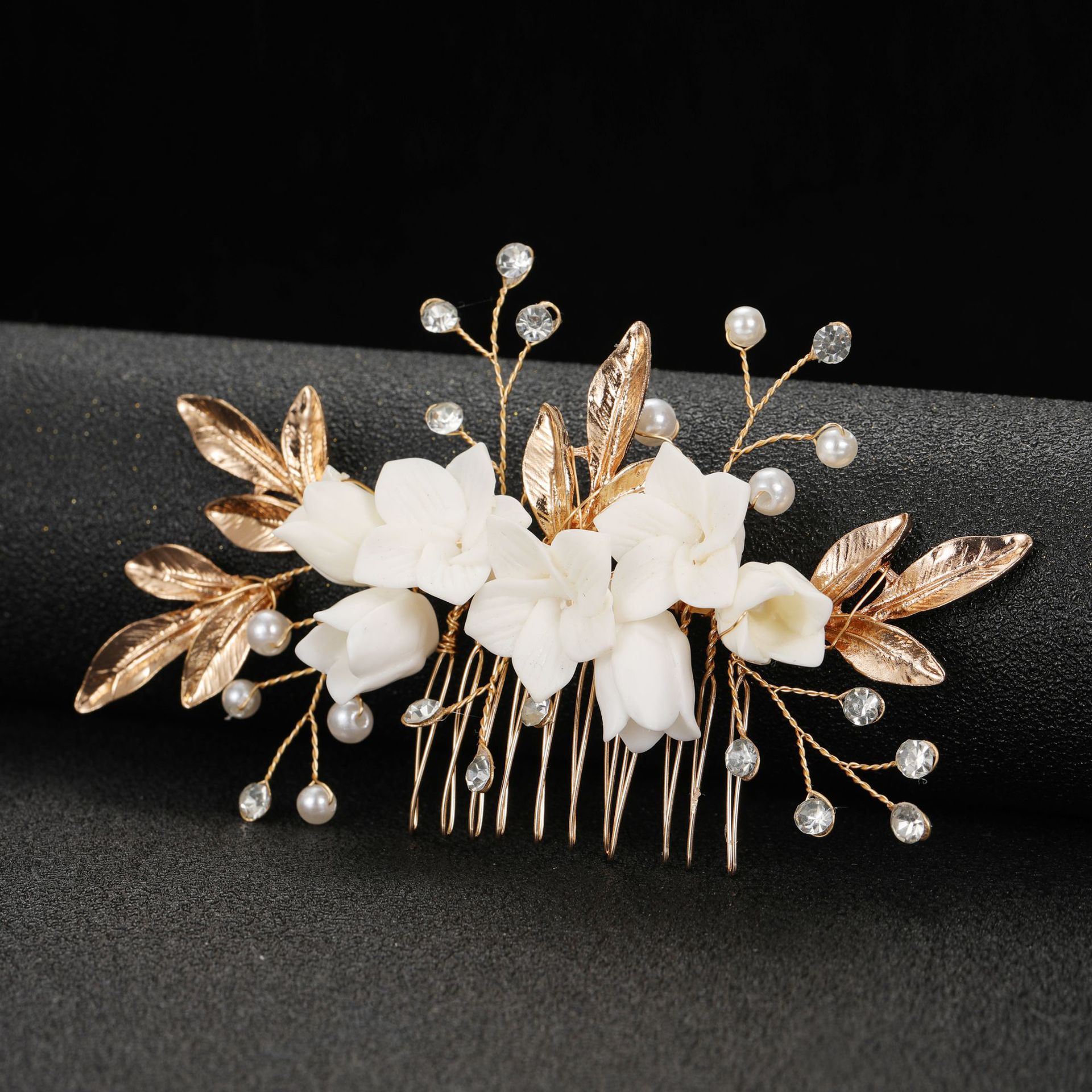 Alloy Leaf Shape Hair Comb Side Comb