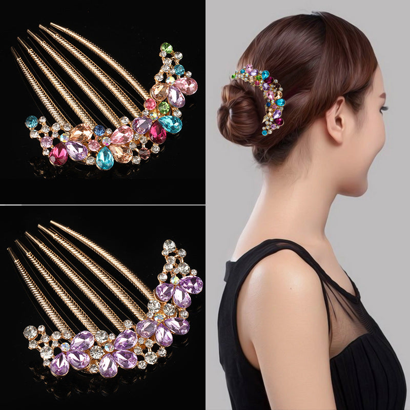 Alloy Water Drill Comb Comb Palace Style Women's Five-tooth Comb