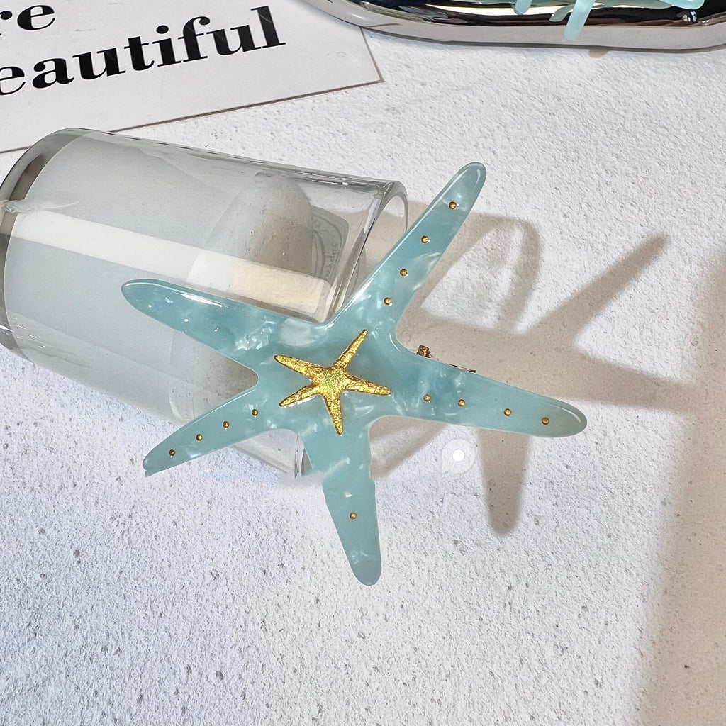 Beach Series Acetate Side Clip Starfish Conch