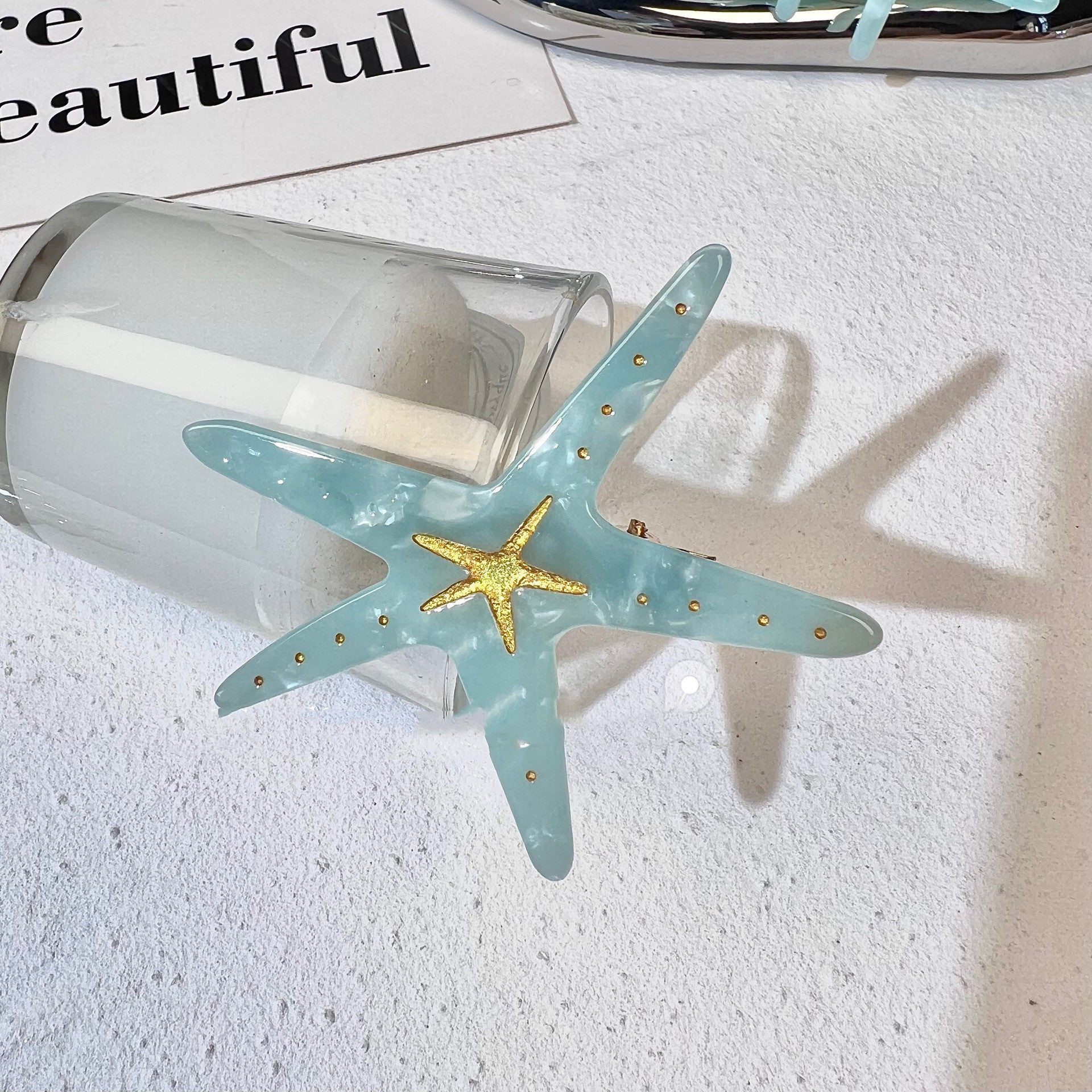 Beach Series Acetate Side Clip Starfish Conch