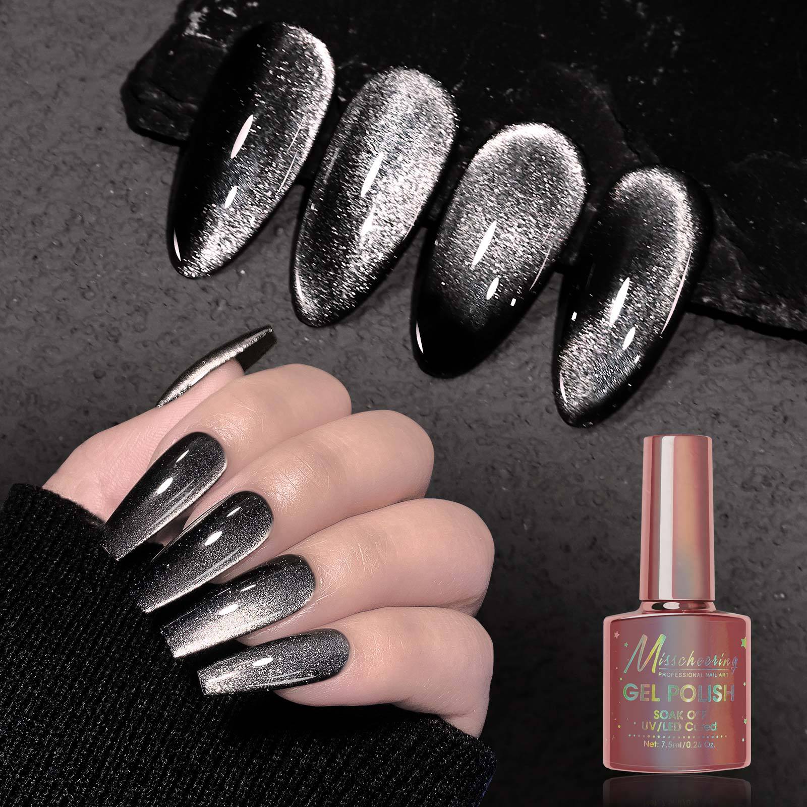 Misscheering Extremely Black Spar Cat's Eye Flashing Dark Fairy Style Nail Polish