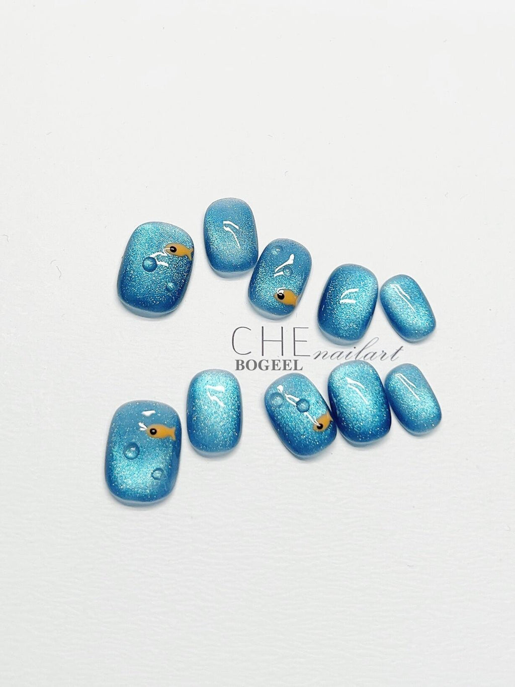Chebogeel Blue Light Rain White Finished Product Nail Tip
