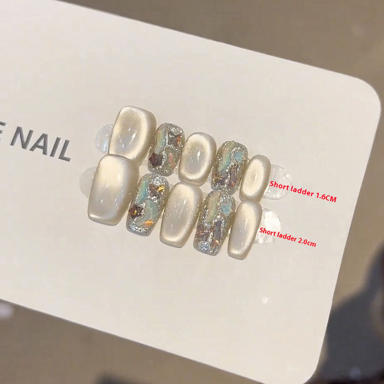 Mint Cat Eye UV Nail Beauty Patch Handmade Wear Nail