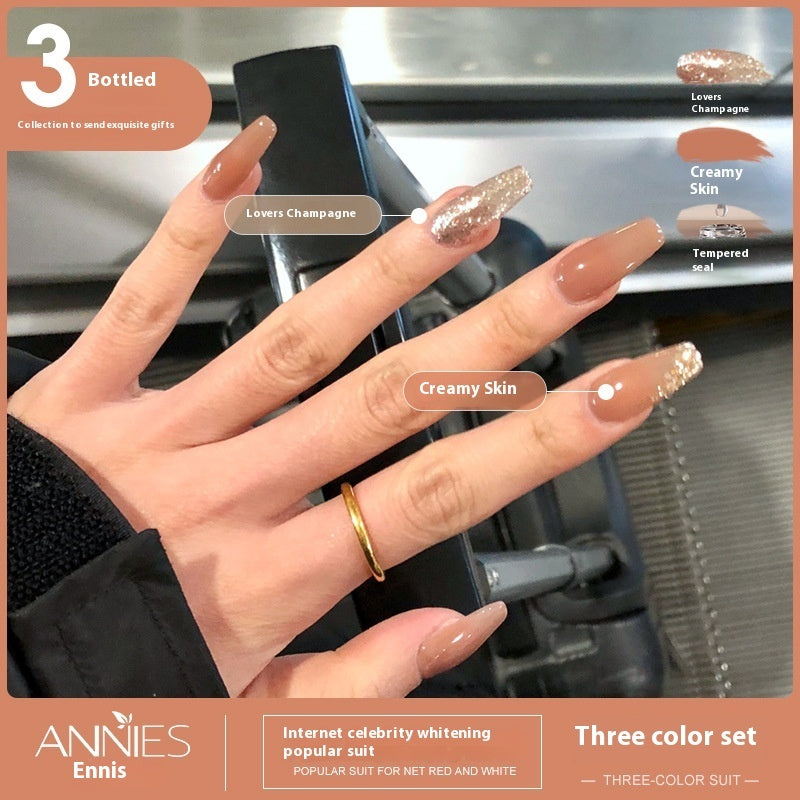 Annies Ennis Women's Three-color New Ice Jelly Nude Color Gel Nail Polish Suit