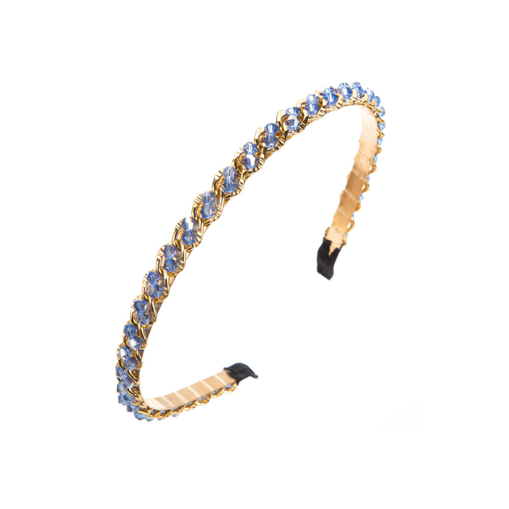 Retro Metal Korean Crystal Chain Winding Headband