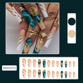 Green Blooming Love Tip Manicure Wear Nail Patch
