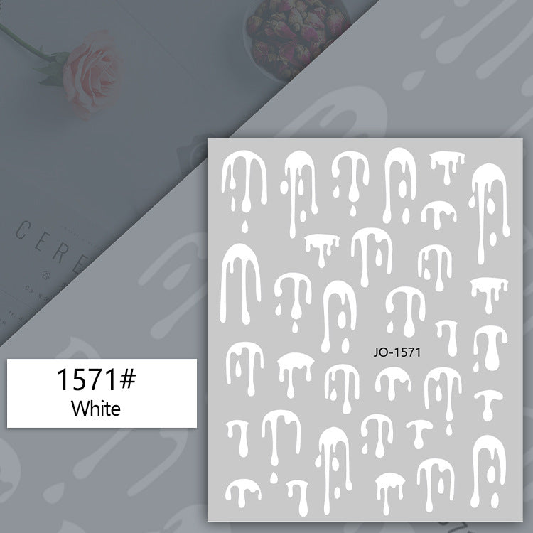 Water Drop Nail Laser Black And White Colorful Fluorescent Nail Sticker