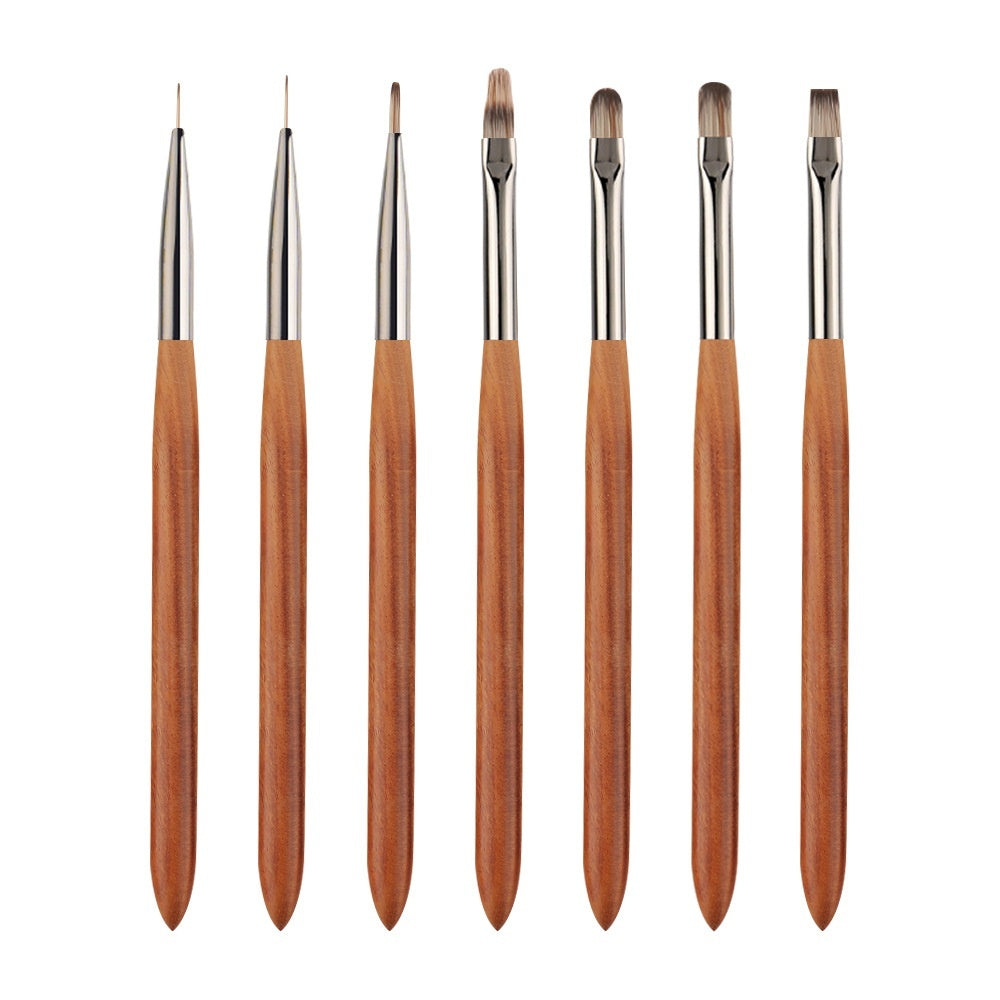 Walnut Wood Nail Art Pen Set For Nail SalonsPerfect For Painting Building And Drawing Lines