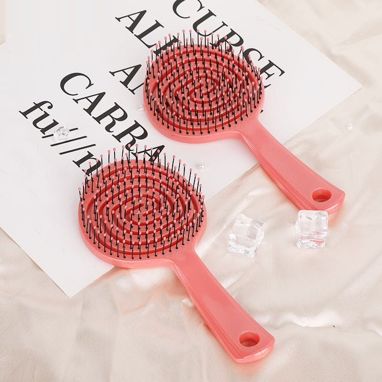 Hollow Wet And Dry Straight Hair Curls Portable Round Lollipop Massage Comb