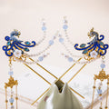 Tassel Peacock Burning Blue Hairpin Set