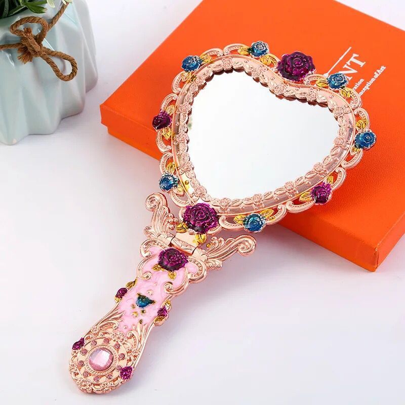Metal Heart-shaped Handle Mirror Comb Set
