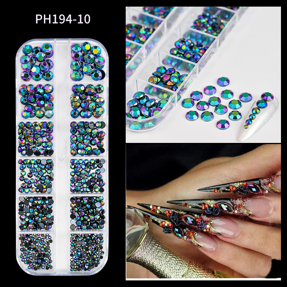 Plaid Nail Beauty Flat Bottom Rhinestone