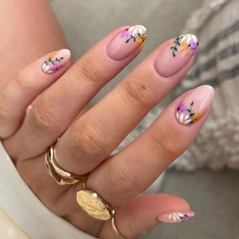Fresh And Elegant Small Flower Round Head Nail Sticker Wear Armor 24 Pieces Boxed