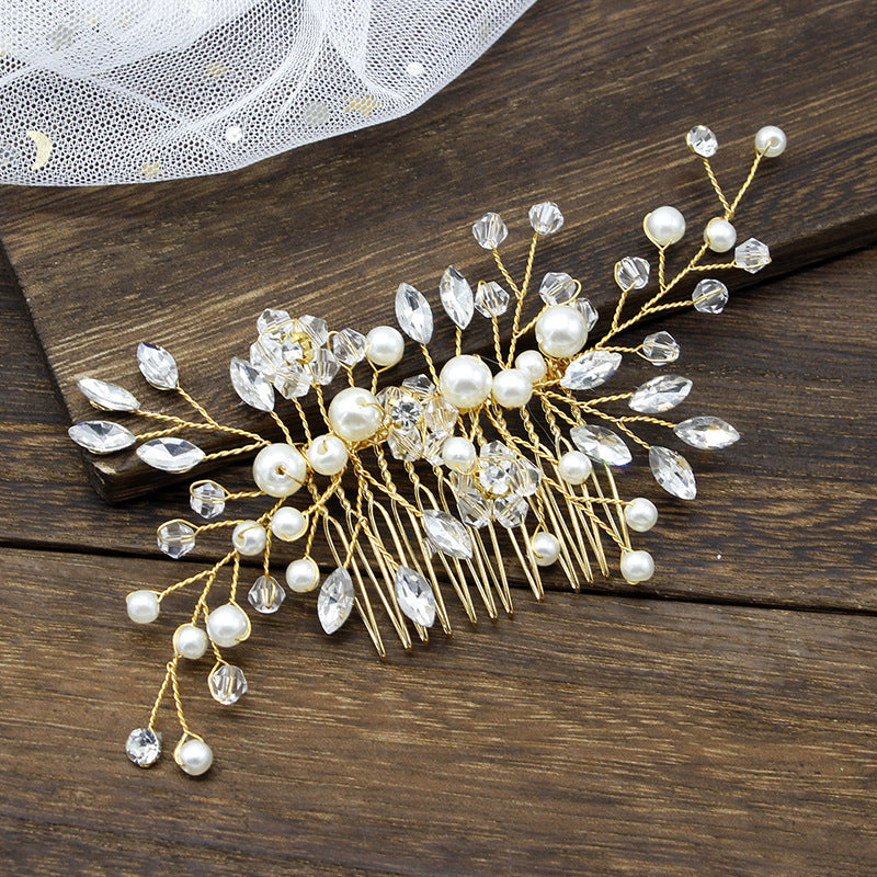 Silver Diamond Hand-made Pearl Hair Comb Insert