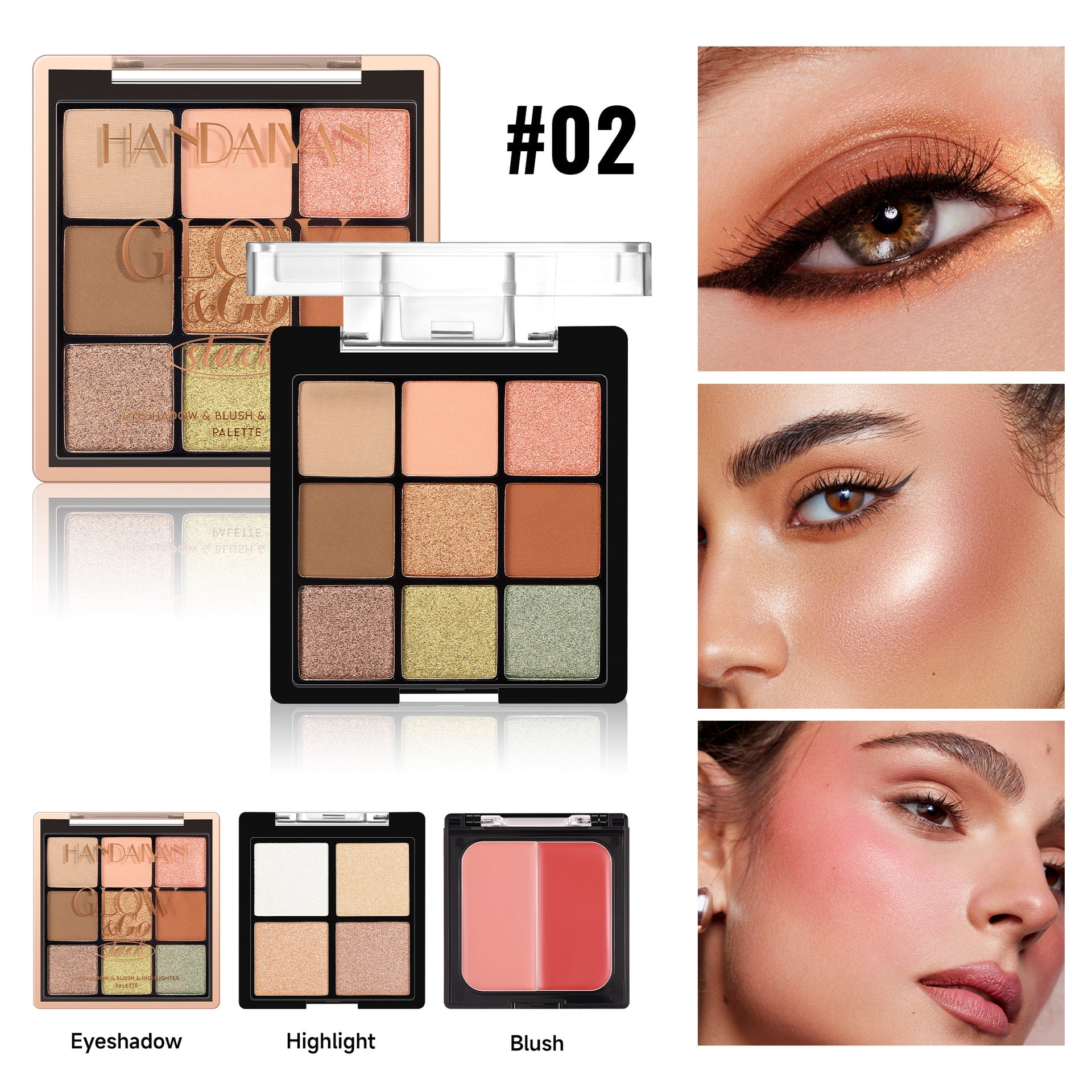 Handaiyan Eye Shadow Blush Highlight Three-in-one Comprehensive Plate