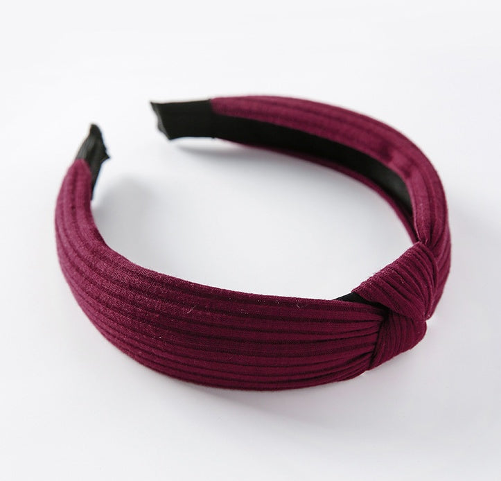 Simple solid color knit knotted wide-brimmed vintage headband versatile hair accessories