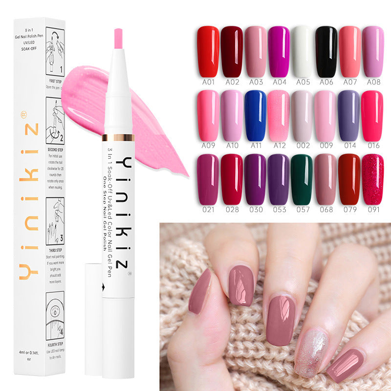 Yinikiz One-Step Glue Lazy Pen White Three-in-one UV Polish Convenient And Fast Beginner Manicure