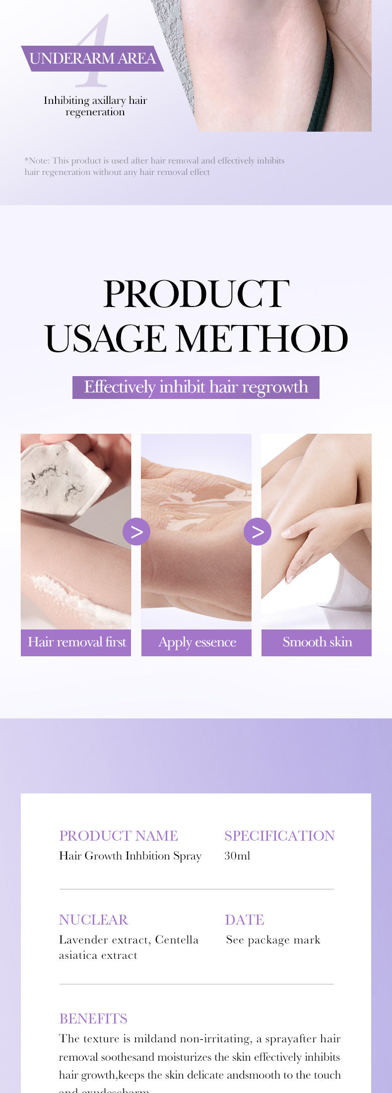 Sadoer Hair Growth Inhibition Armpit Leg Hair Spray