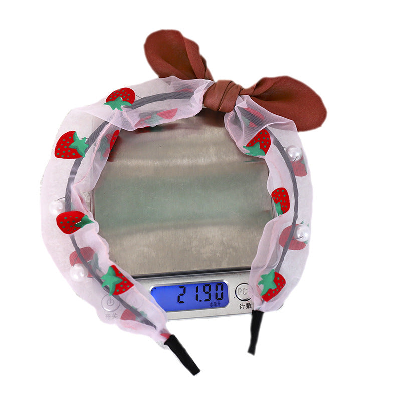 Printed Fruit Strawberry Headband Cute Bow Headband