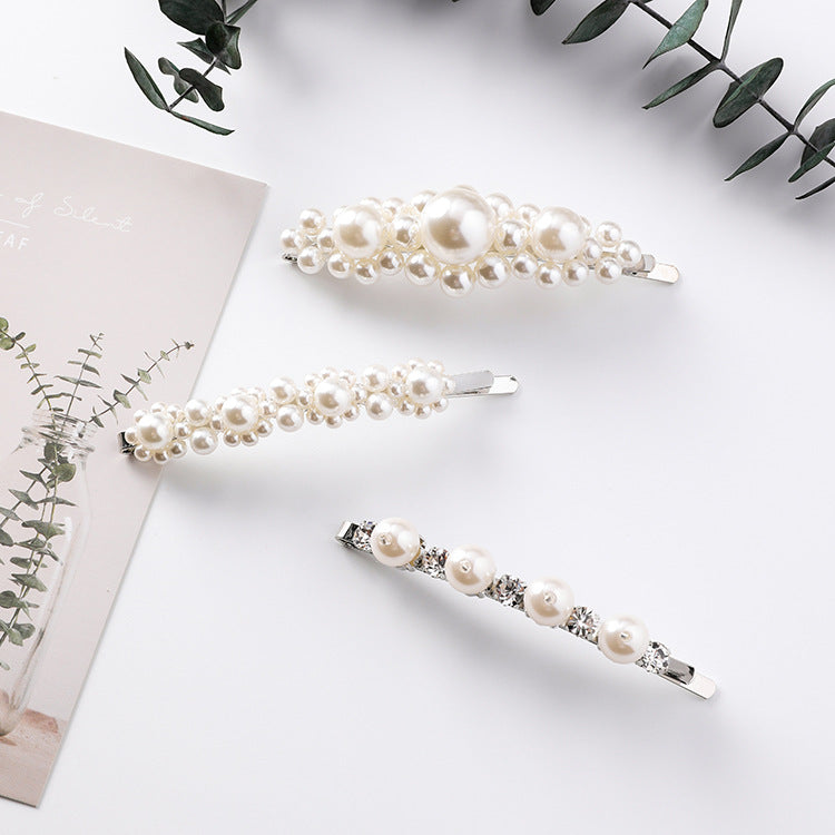 Pearl flower hairpin retro word clip bangs clip