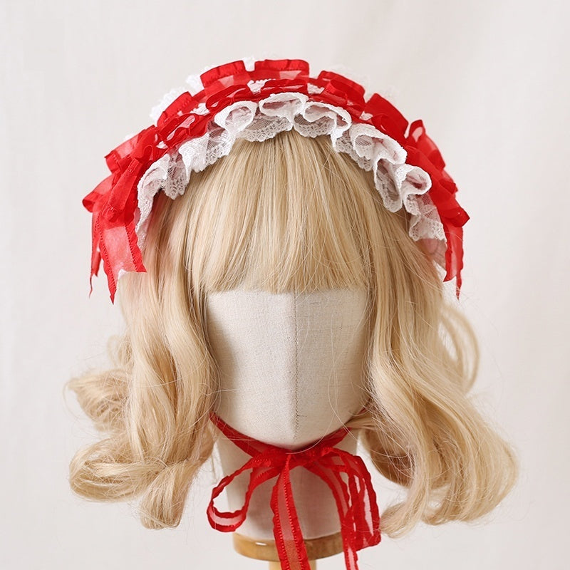Versatile Color Blocked Bow Lace Headband