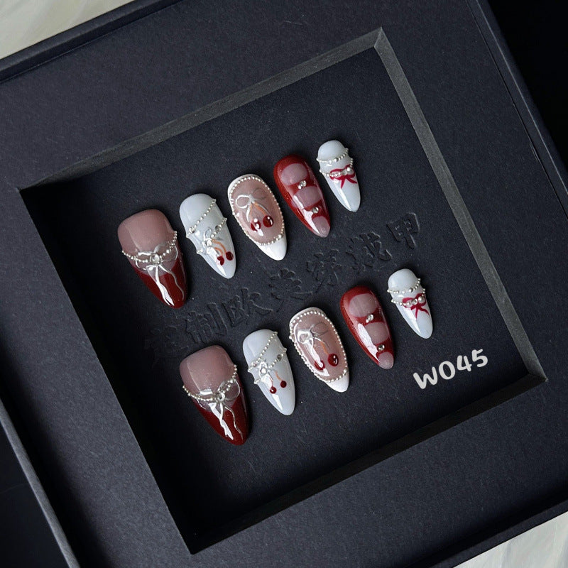 Handmade Hand-painted Bowknot Wear Nail Tip High Sense