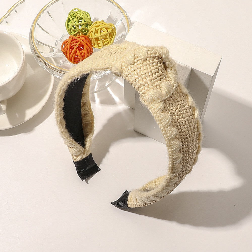 Wool Lafite Hairband Simple Cross Knot