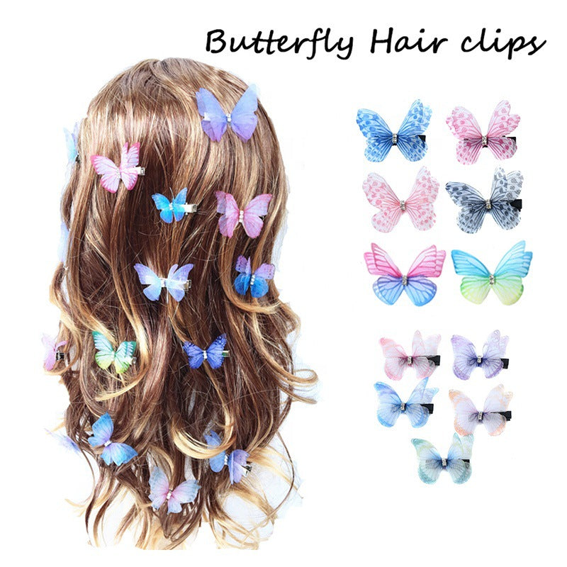 Three-dimensional tulle butterfly hairpin jewelry