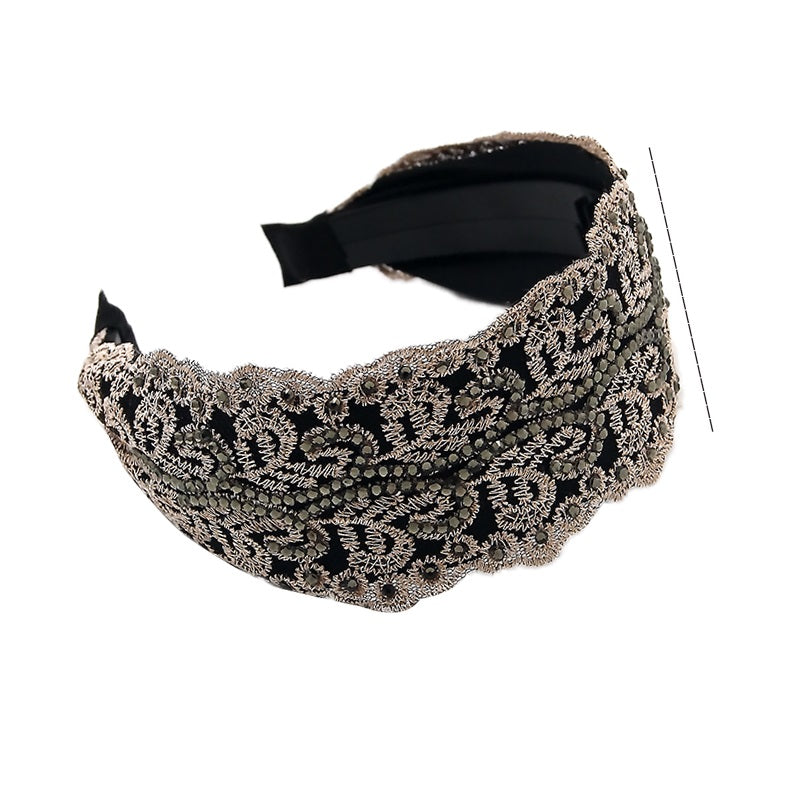 Women's Lace Wide Brim Rhinestone Hair Hoop