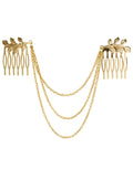 Europe and the United States hot fashion wild leaf chain tassel hair comb hair accessories leaf chain Hair accessories