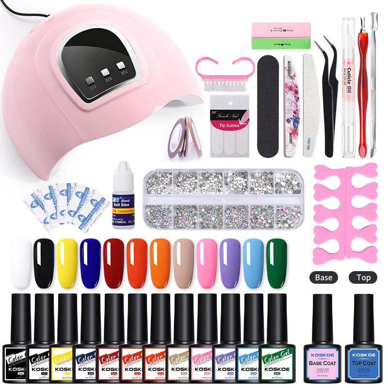 Phototherapy UV Nail Polish Glue Solid Color Sequins Nail Polish Glue Set