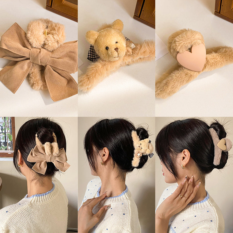 Plush Female Bowknot Big Shark Grab Clip At The Back Of The Head