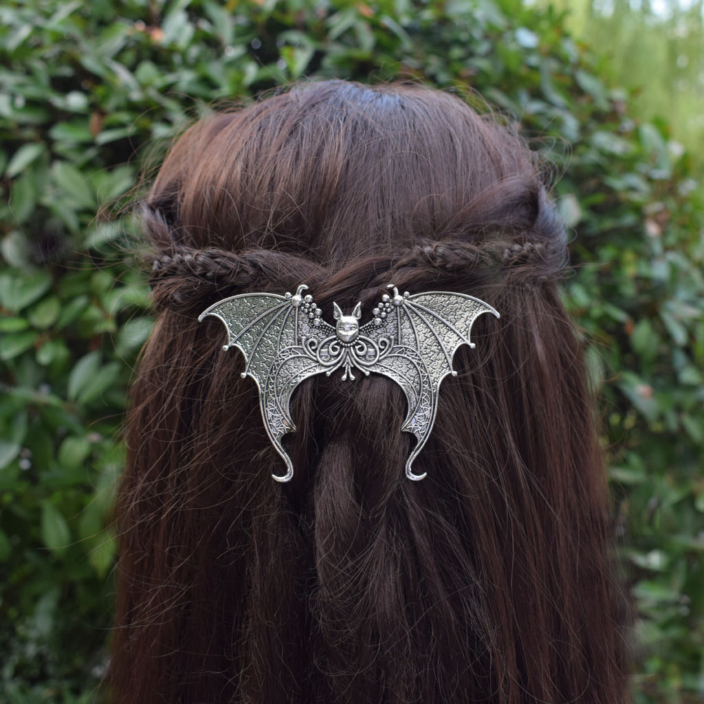 New Gothic Witch Halloween French Bat Hair Clip