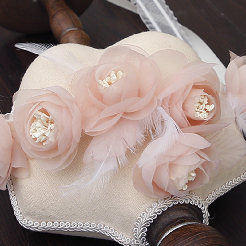 Exquisite meat pink flower bridal headpiece